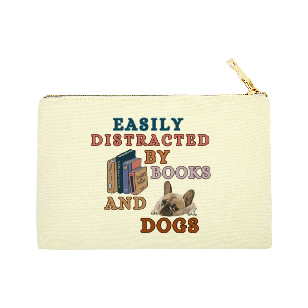 Pagewings Easily Distracted By Books And Dogs  Pouch