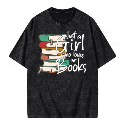 Pagewing Just A Girl Who Loves Books Unisex Washed T-shirt