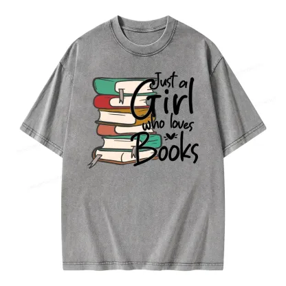 Pagewing Just A Girl Who Loves Books Unisex Washed T-shirt