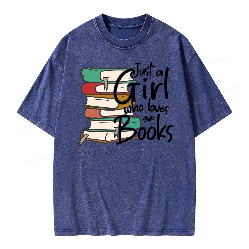 Pagewing Just A Girl Who Loves Books Unisex Washed T-shirt