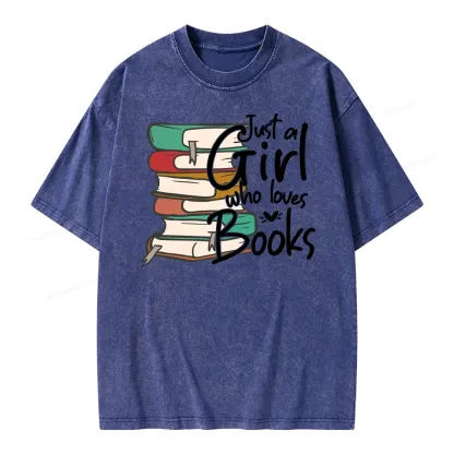 Pagewing Just A Girl Who Loves Books Unisex Washed T-shirt