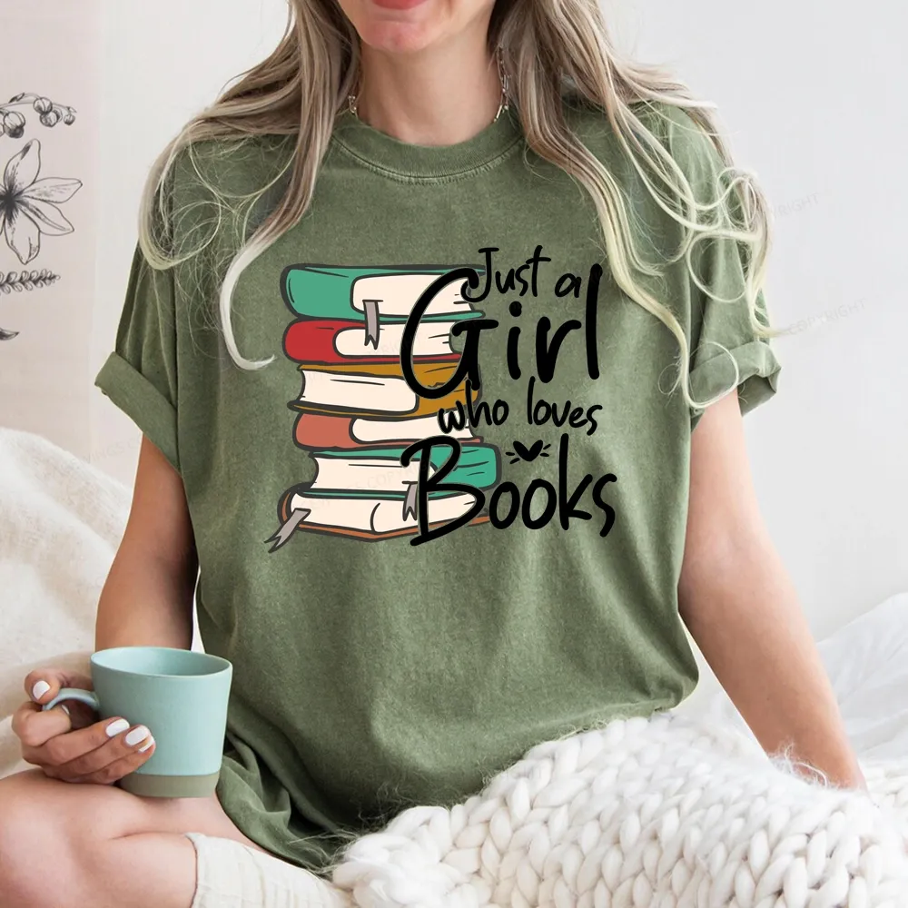 Pagewing Just A Girl Who Loves Books Unisex Washed T-shirt