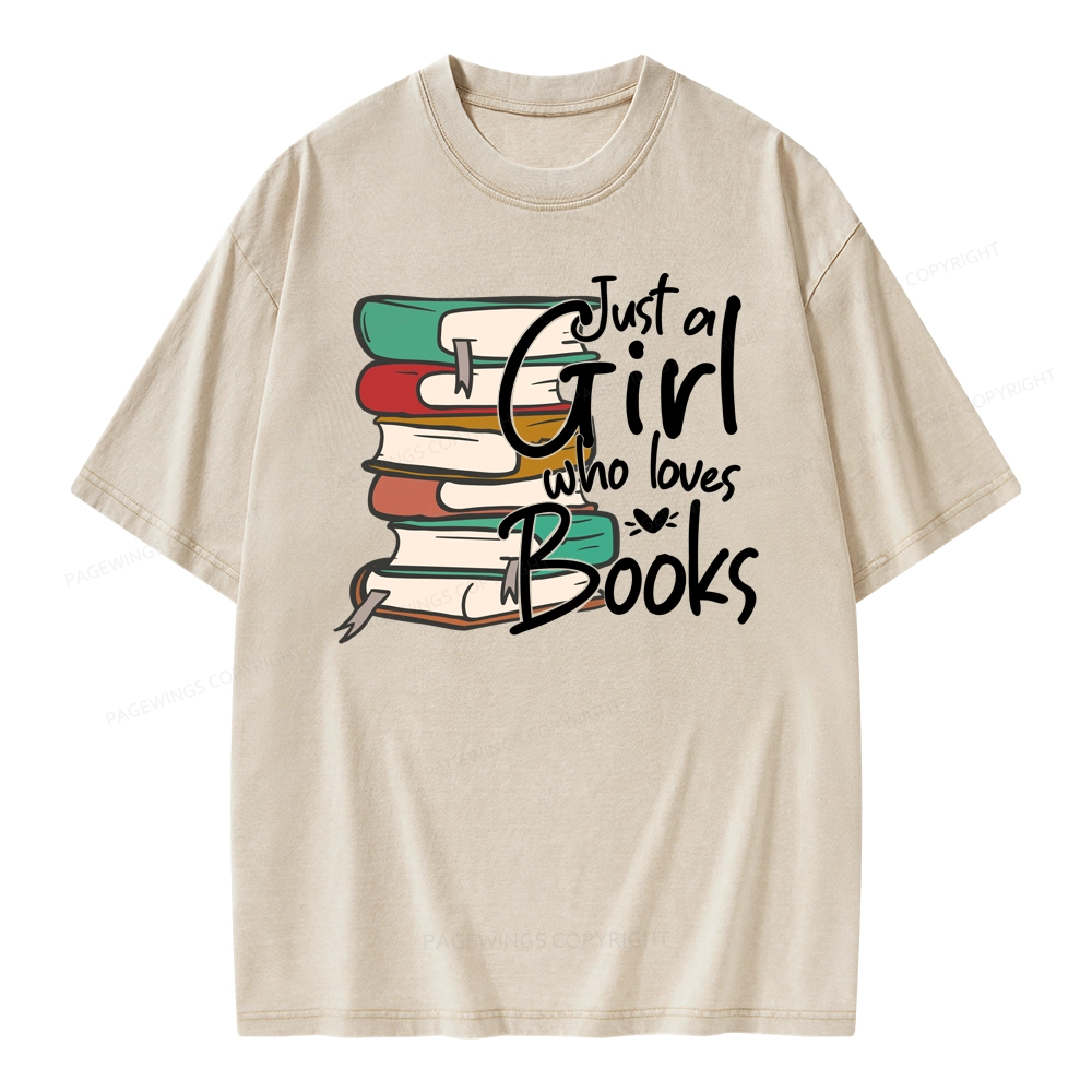 Pagewing Just A Girl Who Loves Books Unisex Washed T-shirt