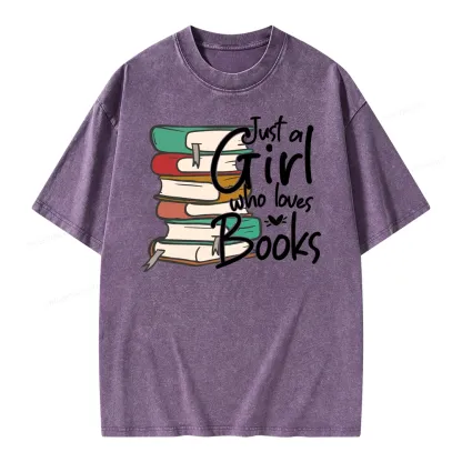 Pagewing Just A Girl Who Loves Books Unisex Washed T-shirt