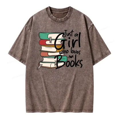 Pagewing Just A Girl Who Loves Books Unisex Washed T-shirt