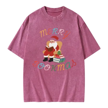 Pagewings Merry Bookmas Christmas Unisex Washed T-shirt