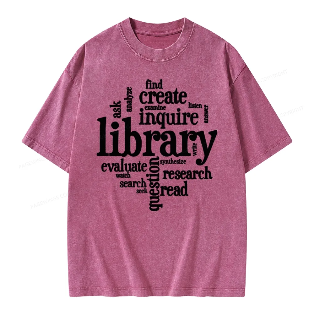 Pagewing Library Unisex Washed T-shirt