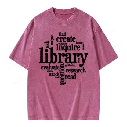 Pagewing Library Unisex Washed T-shirt