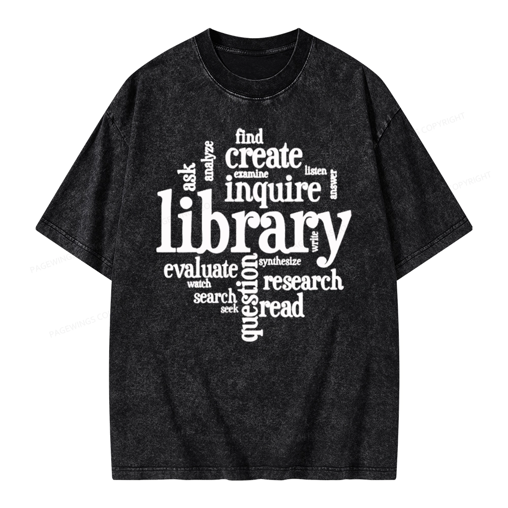 Pagewing Library Unisex Washed T-shirt