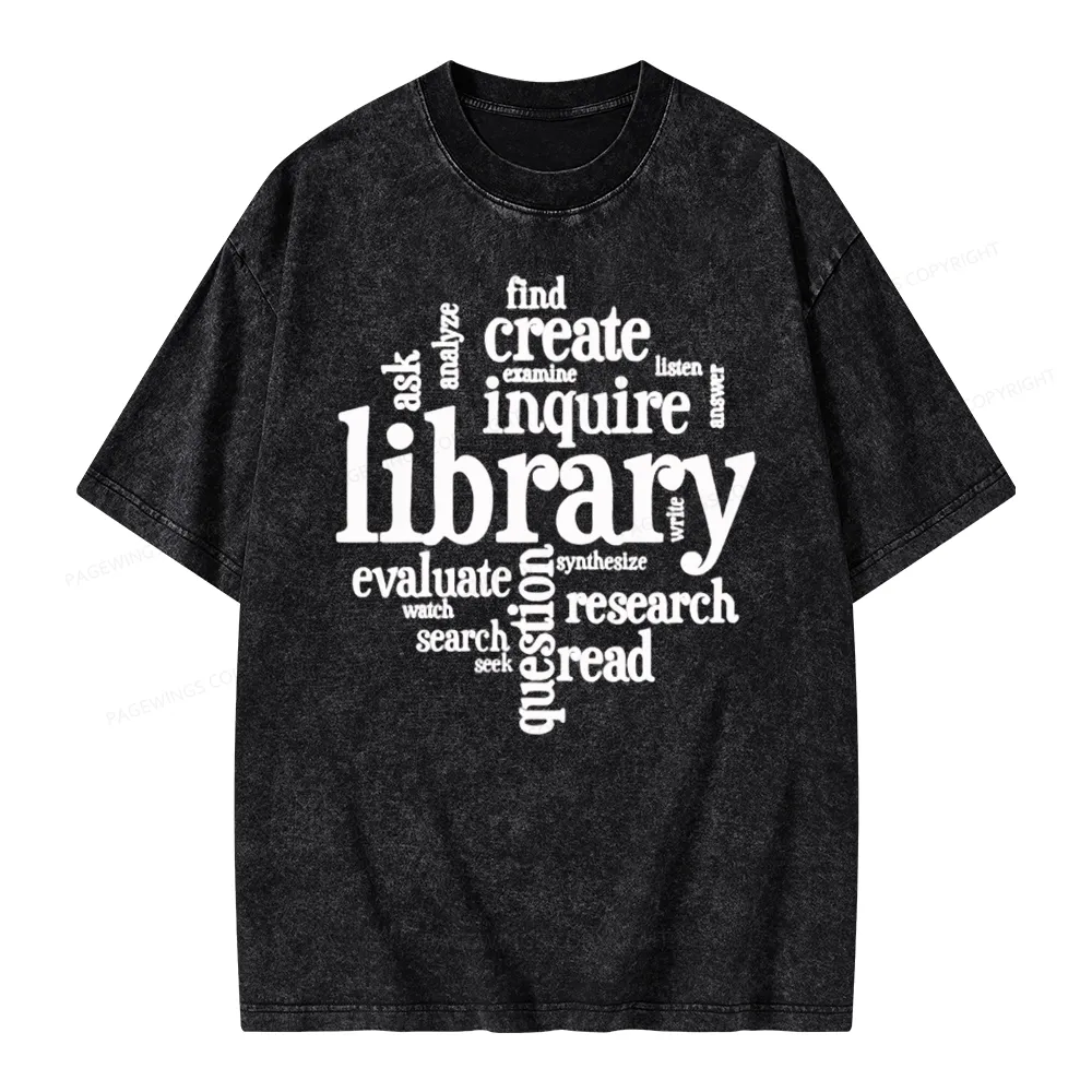 Pagewing Library Unisex Washed T-shirt