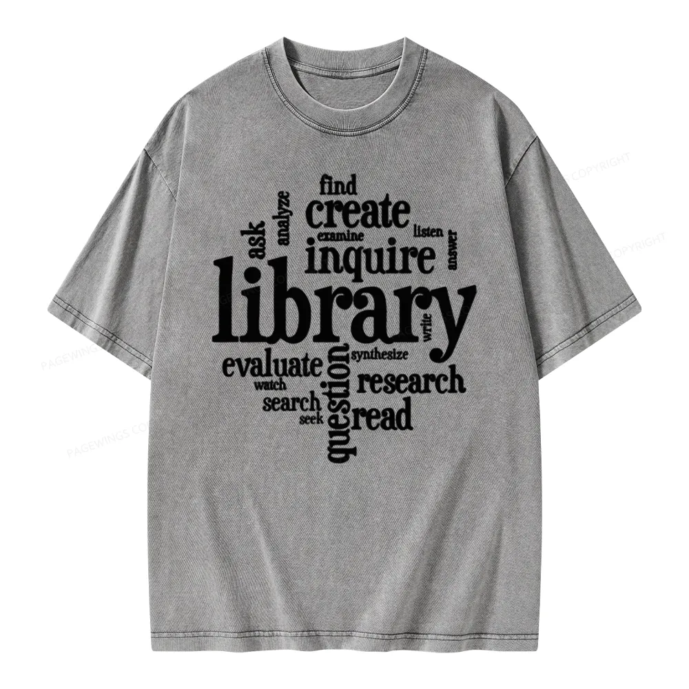 Pagewing Library Unisex Washed T-shirt