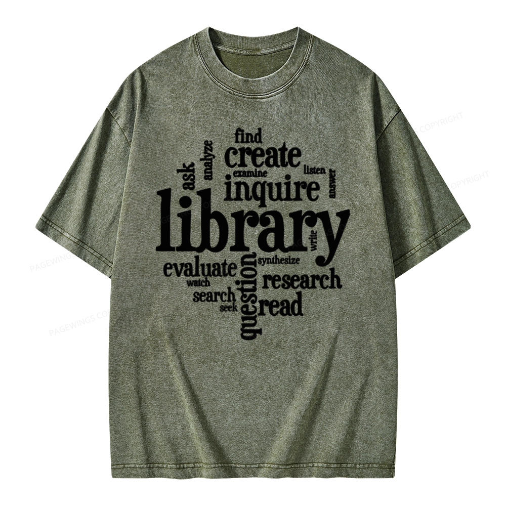 Pagewing Library Unisex Washed T-shirt