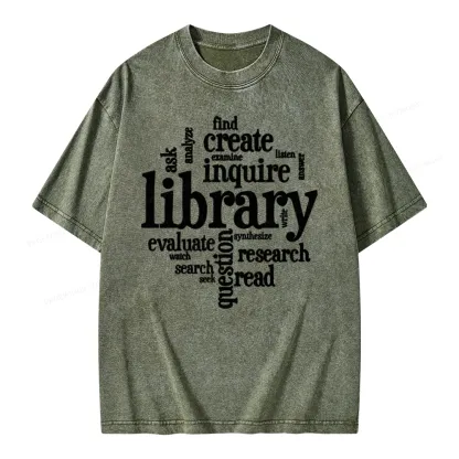 Pagewing Library Unisex Washed T-shirt