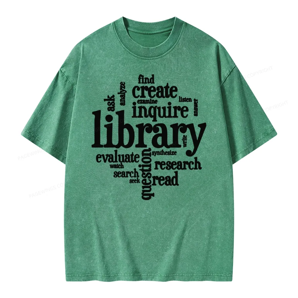 Pagewing Library Unisex Washed T-shirt