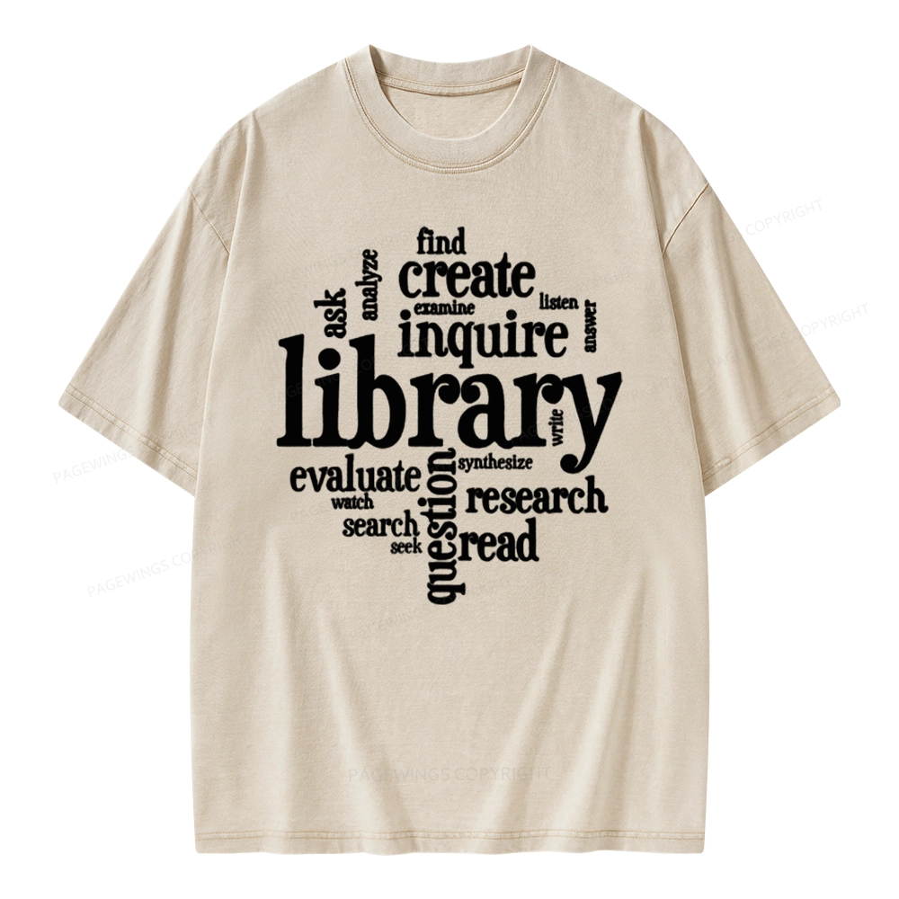 Pagewing Library Unisex Washed T-shirt