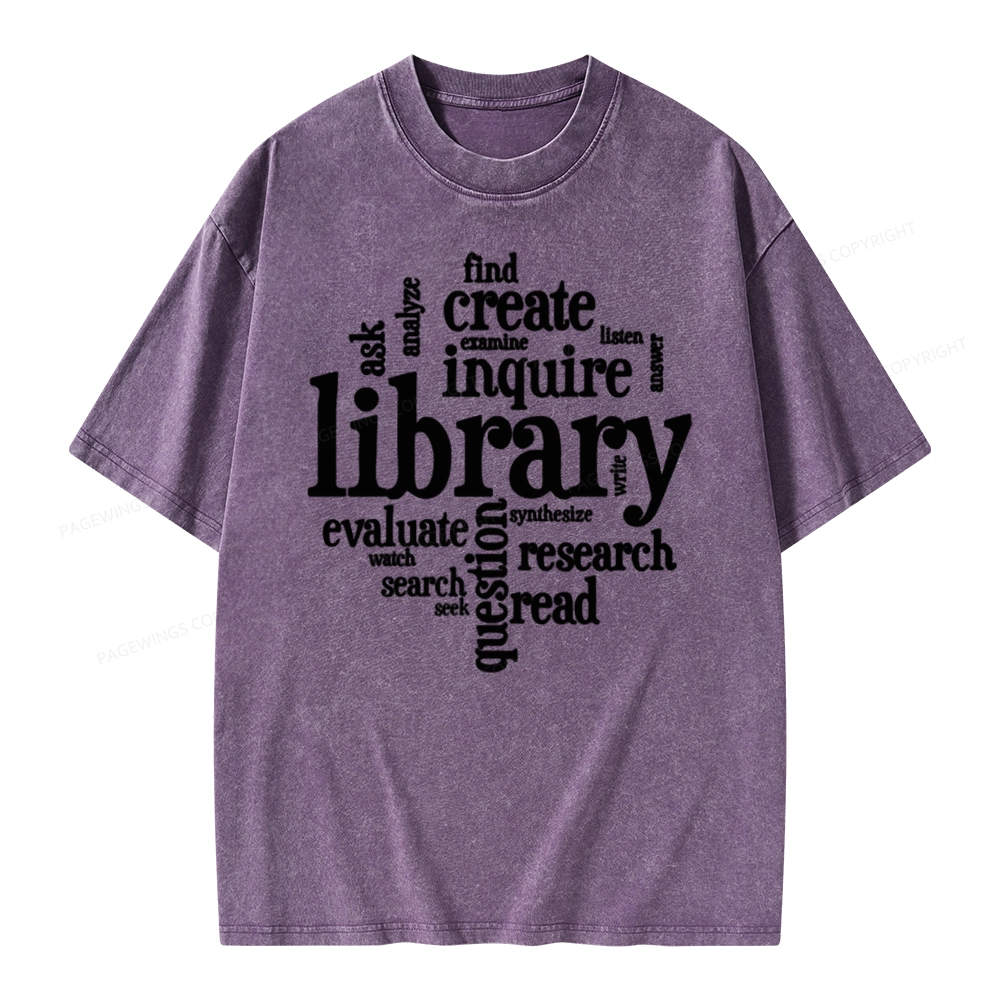 Pagewing Library Unisex Washed T-shirt