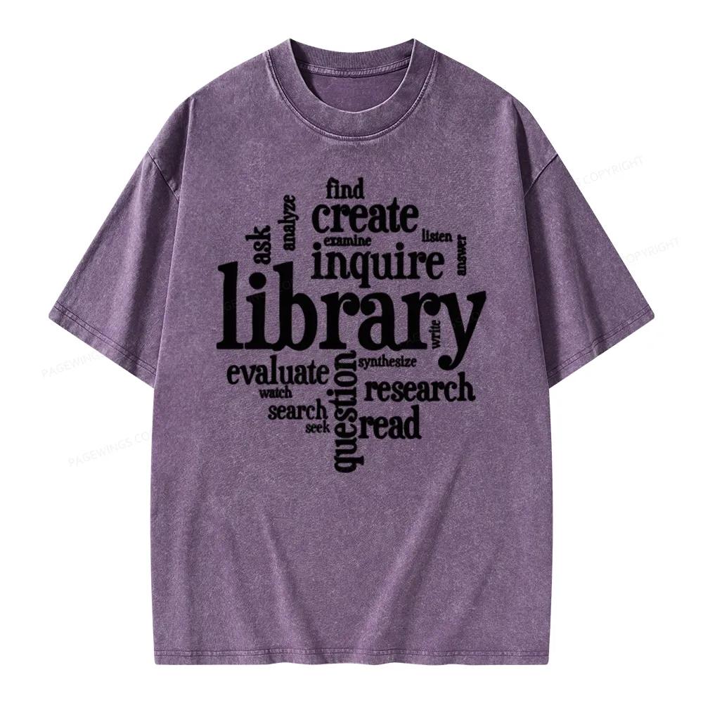 Pagewing Library Unisex Washed T-shirt