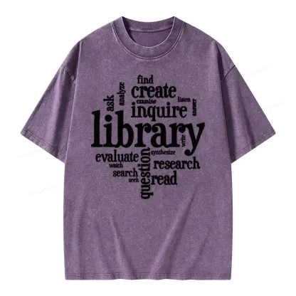 Pagewing Library Unisex Washed T-shirt