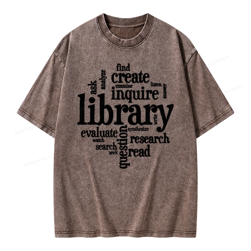 Pagewing Library Unisex Washed T-shirt