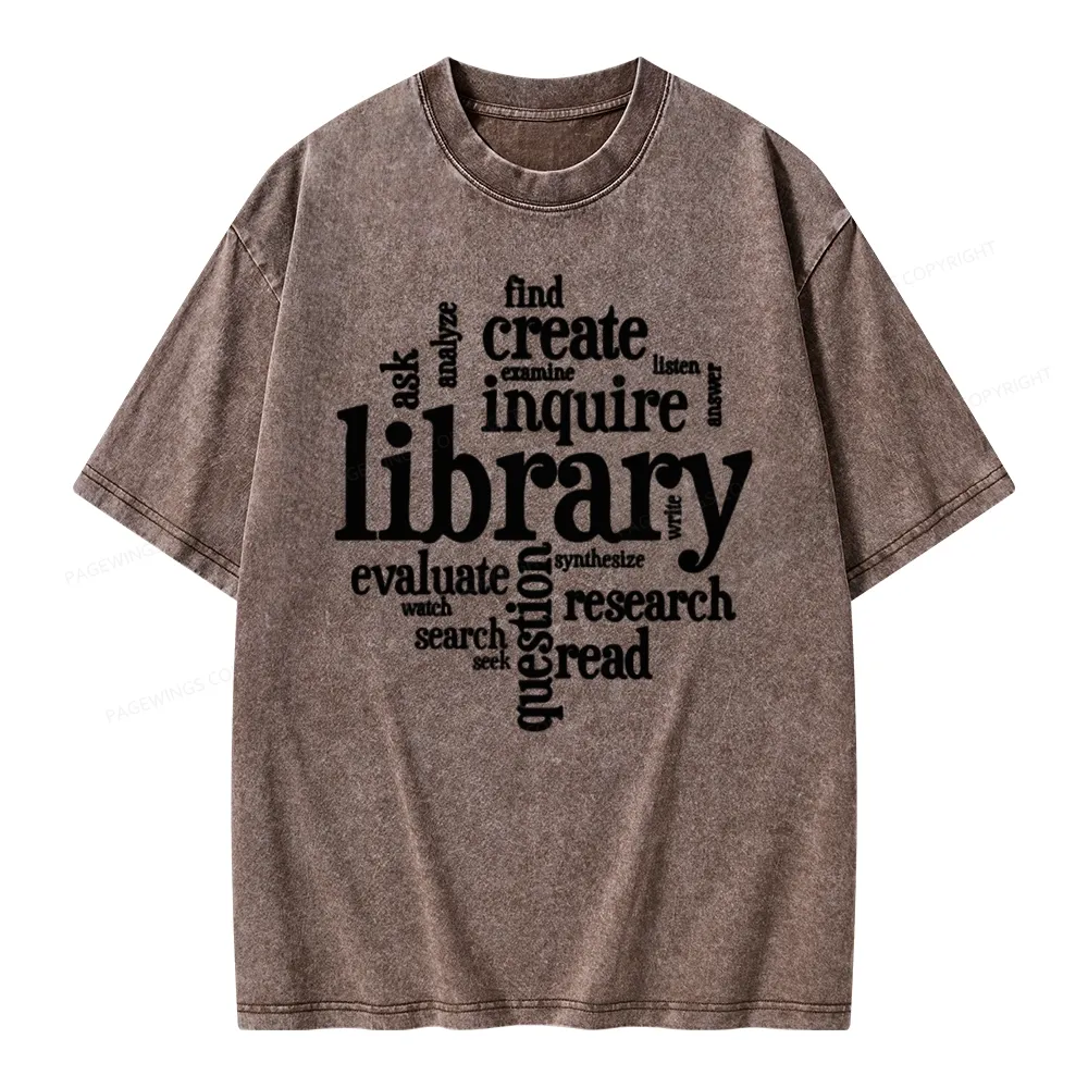 Pagewing Library Unisex Washed T-shirt
