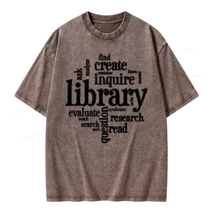 Pagewing Library Unisex Washed T-shirt