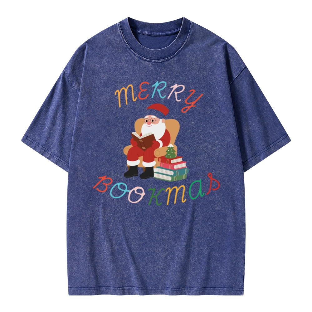 Pagewings Merry Bookmas Christmas Unisex Washed T-shirt