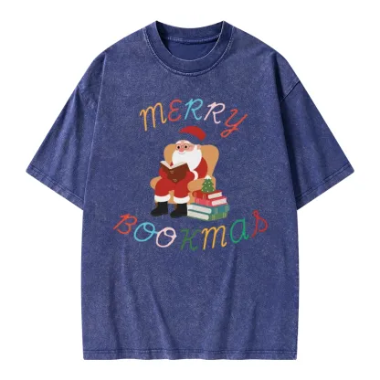 Pagewings Merry Bookmas Christmas Unisex Washed T-shirt