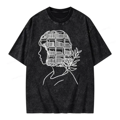 Pagewing Library Mind Unisex Washed T-shirt