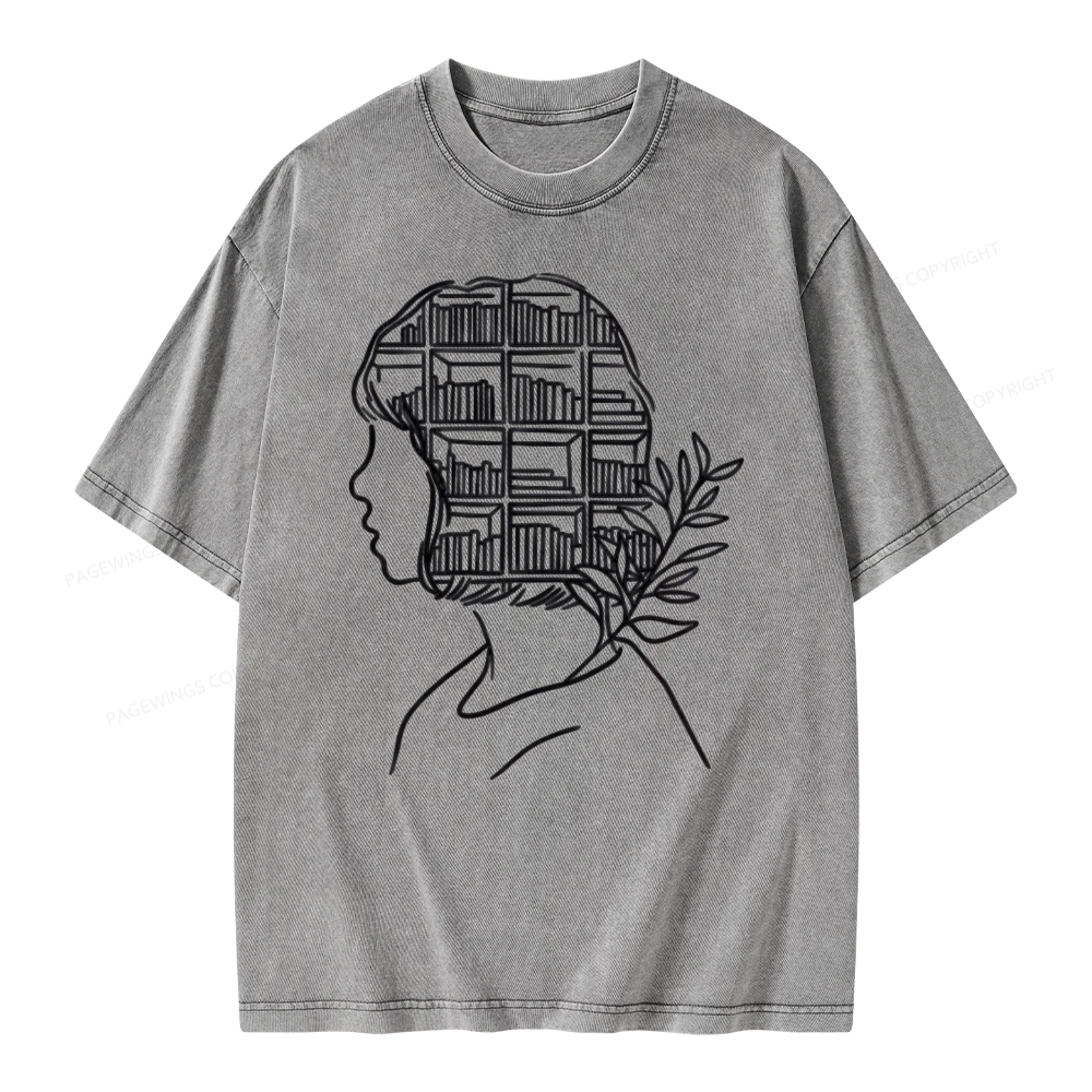 Pagewing Library Mind Unisex Washed T-shirt