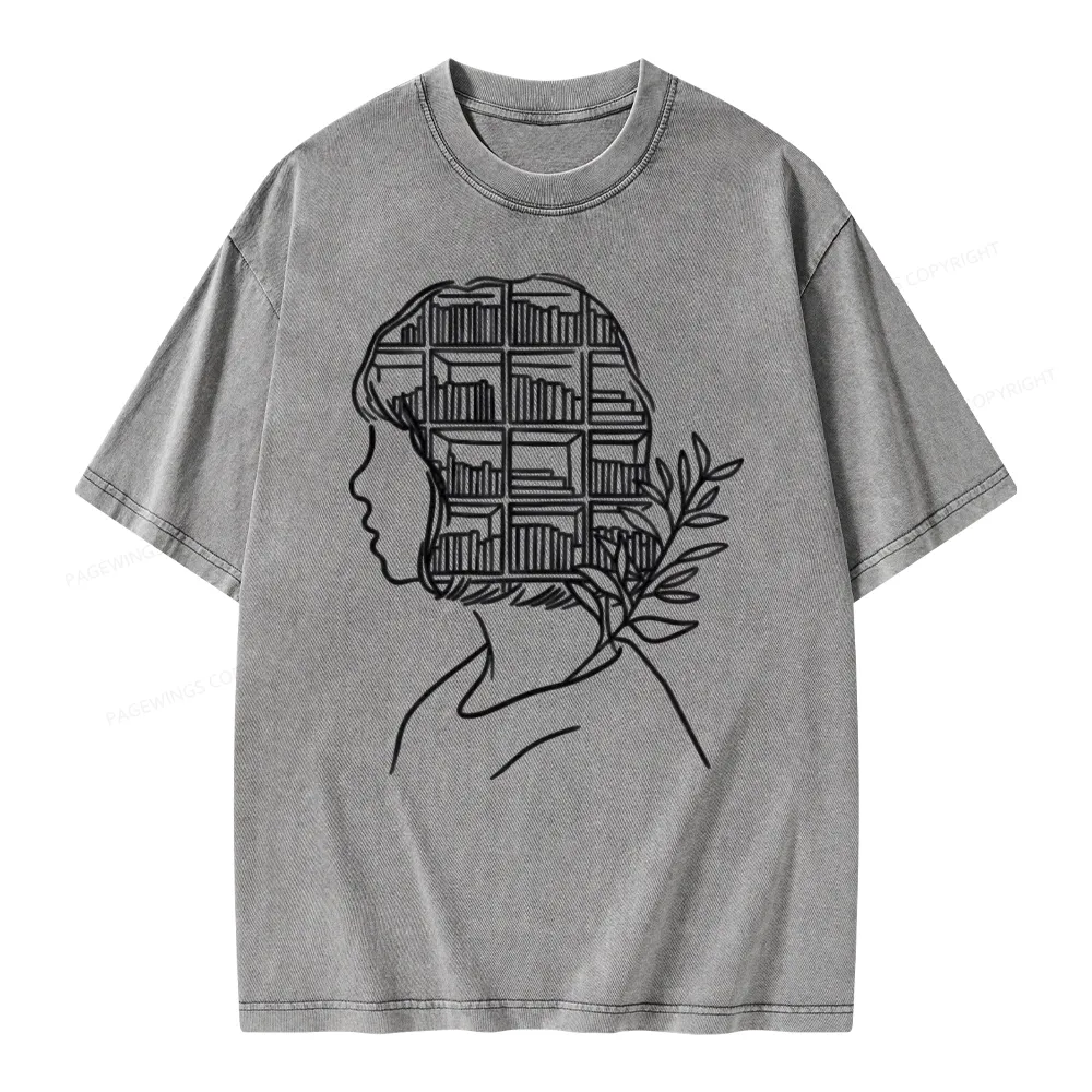 Pagewing Library Mind Unisex Washed T-shirt