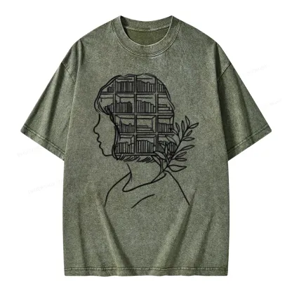 Pagewing Library Mind Unisex Washed T-shirt