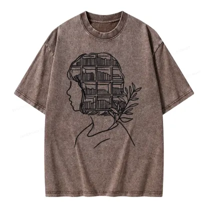 Pagewing Library Mind Unisex Washed T-shirt