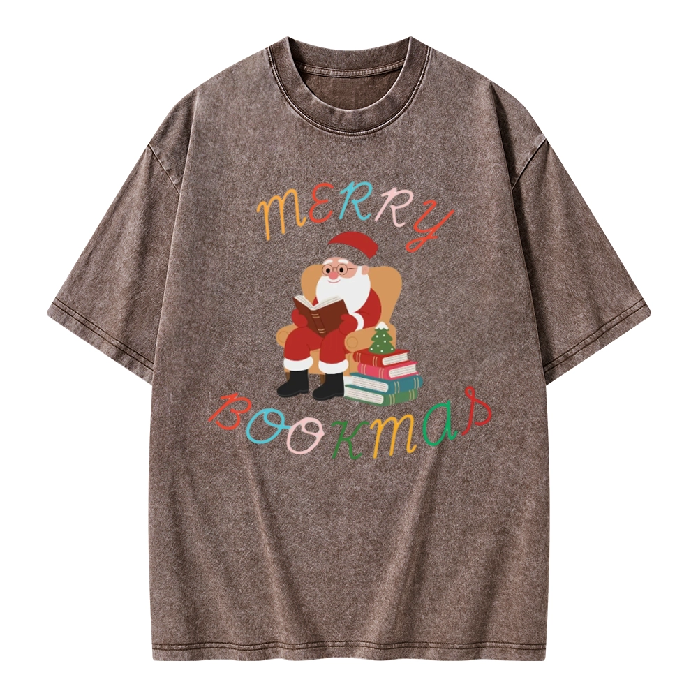 Pagewings Merry Bookmas Christmas Unisex Washed T-shirt