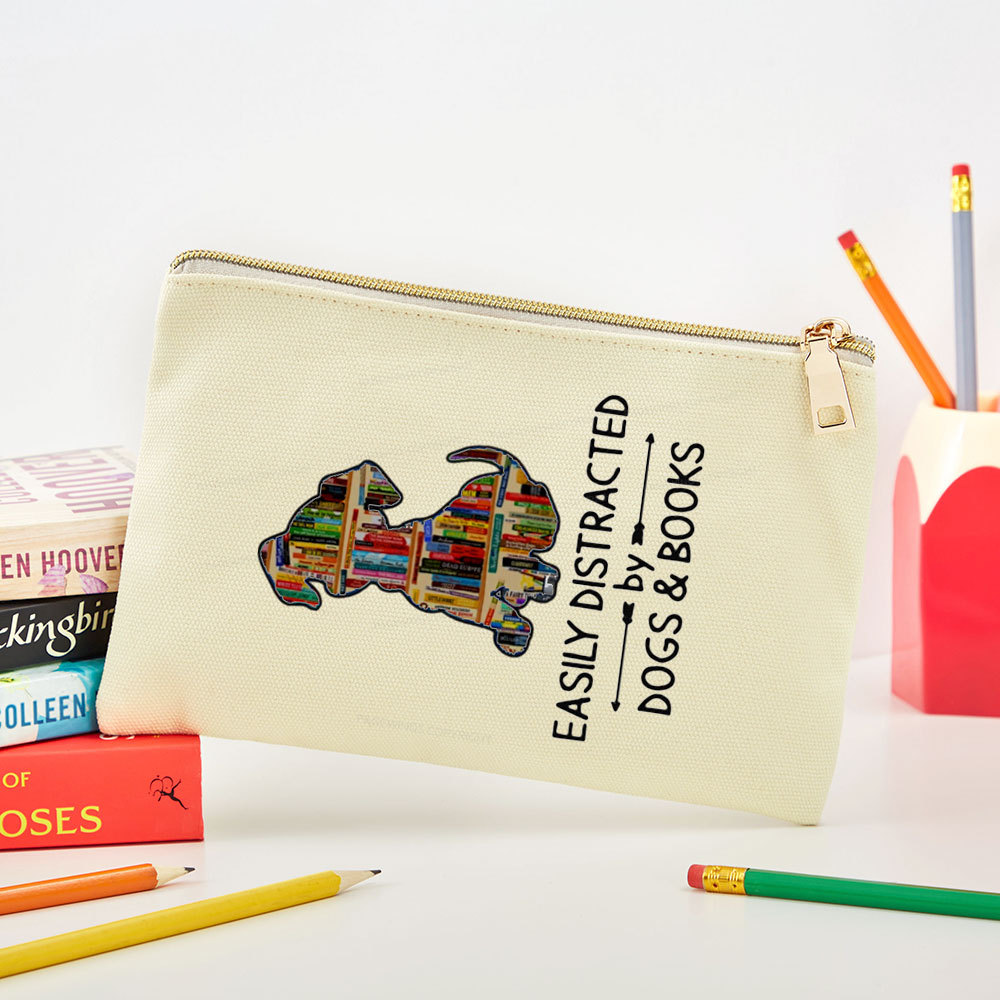 Pagewings Easily Distracted By Dogs And Books Pouch