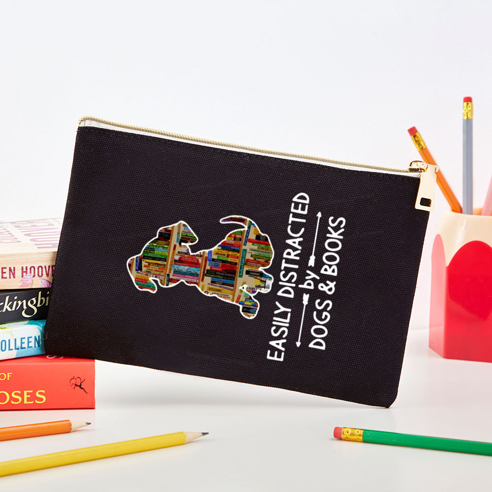 Pagewings Easily Distracted By Dogs And Books Pouch