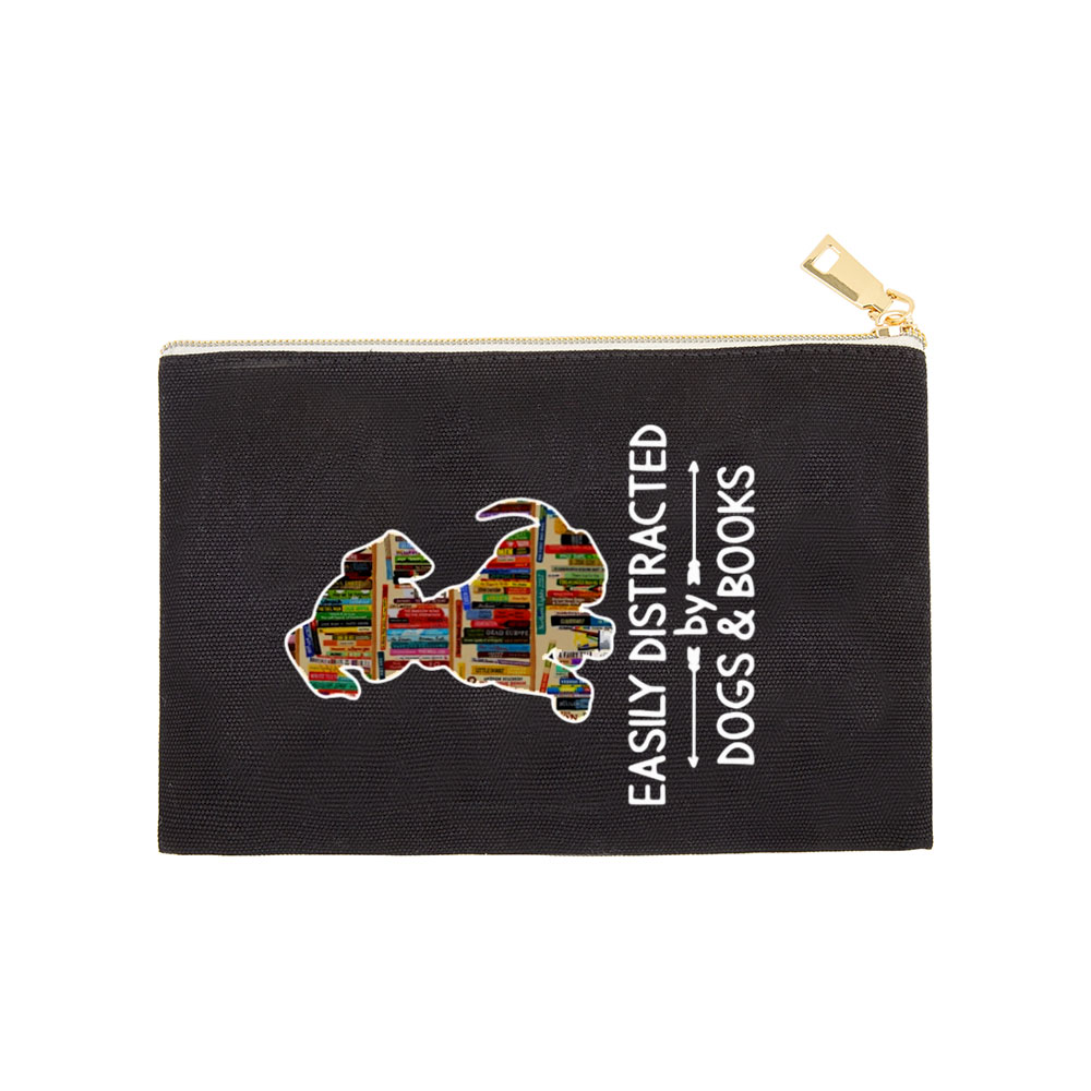 Pagewings Easily Distracted By Dogs And Books Pouch