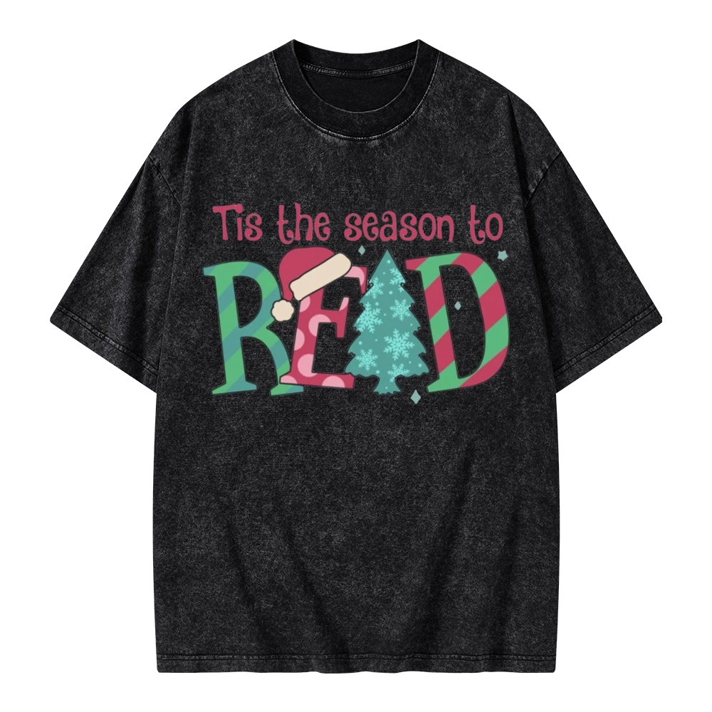Pagewings Christmas Reading Unisex Washed T-shirt