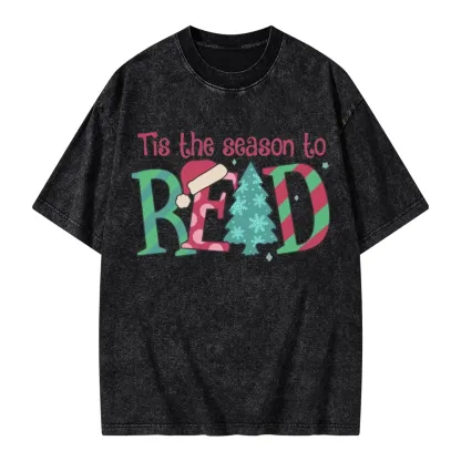 Pagewings Christmas Reading Unisex Washed T-shirt