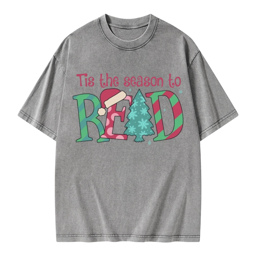 Pagewings Christmas Reading Unisex Washed T-shirt