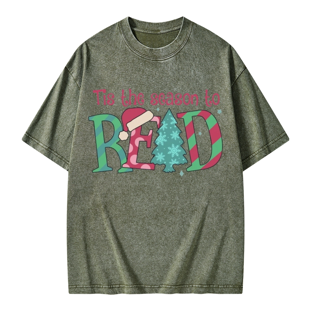 Pagewings Christmas Reading Unisex Washed T-shirt