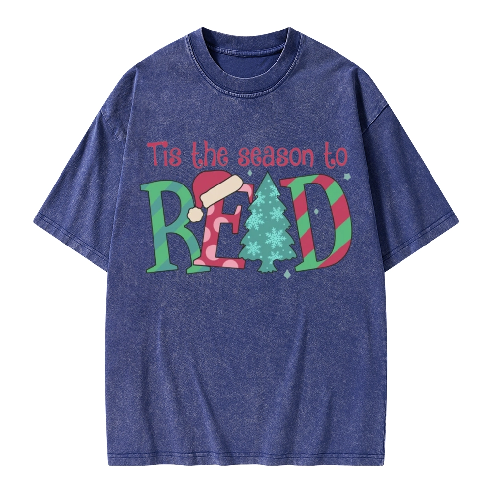 Pagewings Christmas Reading Unisex Washed T-shirt