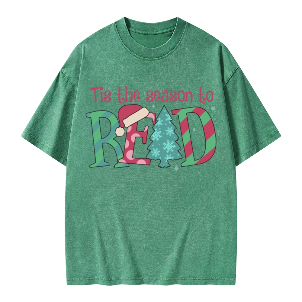Pagewings Christmas Reading Unisex Washed T-shirt
