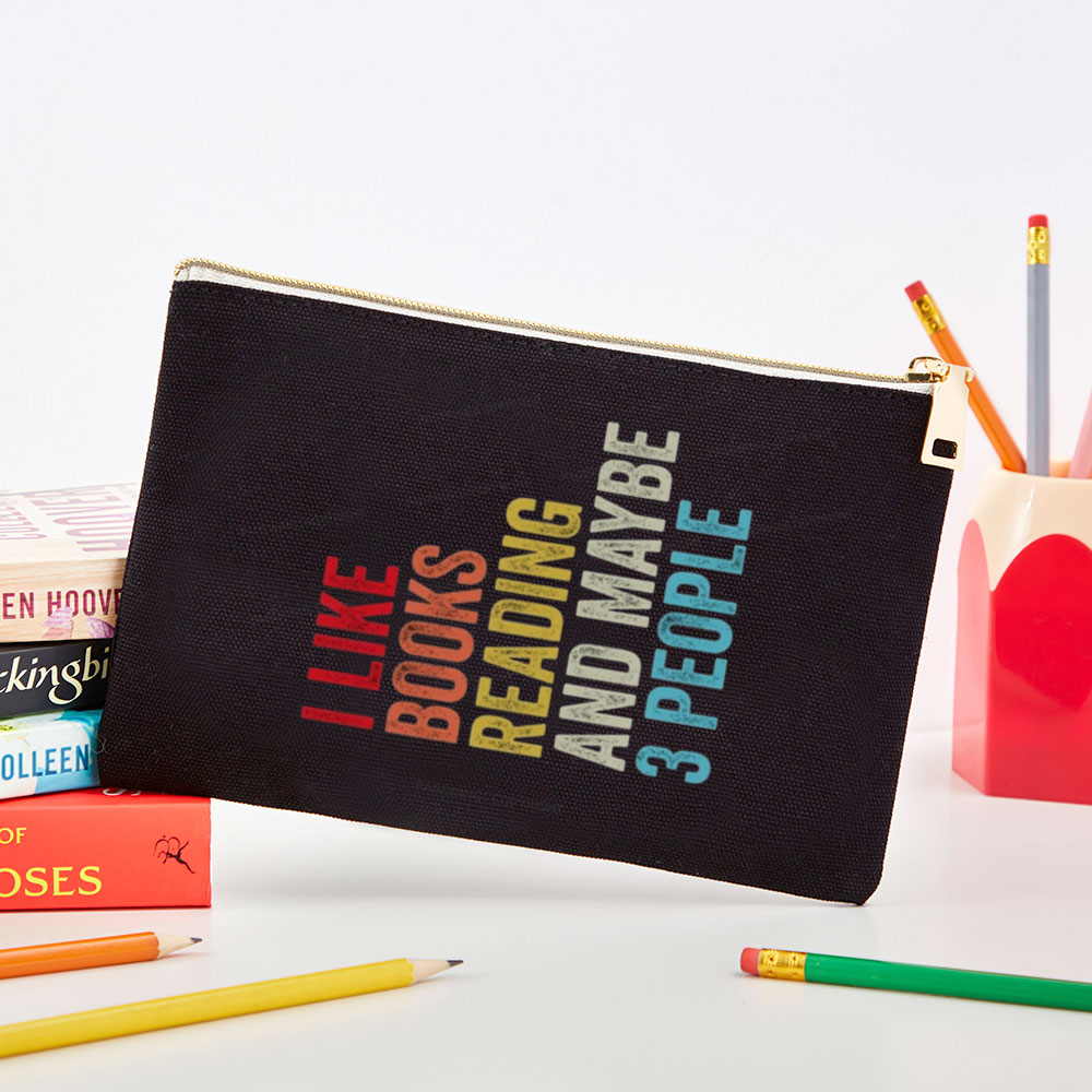 Pagewings I Like Books Reading And Maybe Three People Pouch