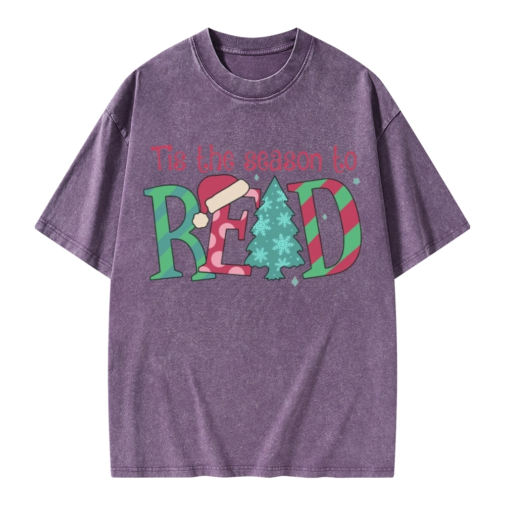 Pagewings Christmas Reading Unisex Washed T-shirt