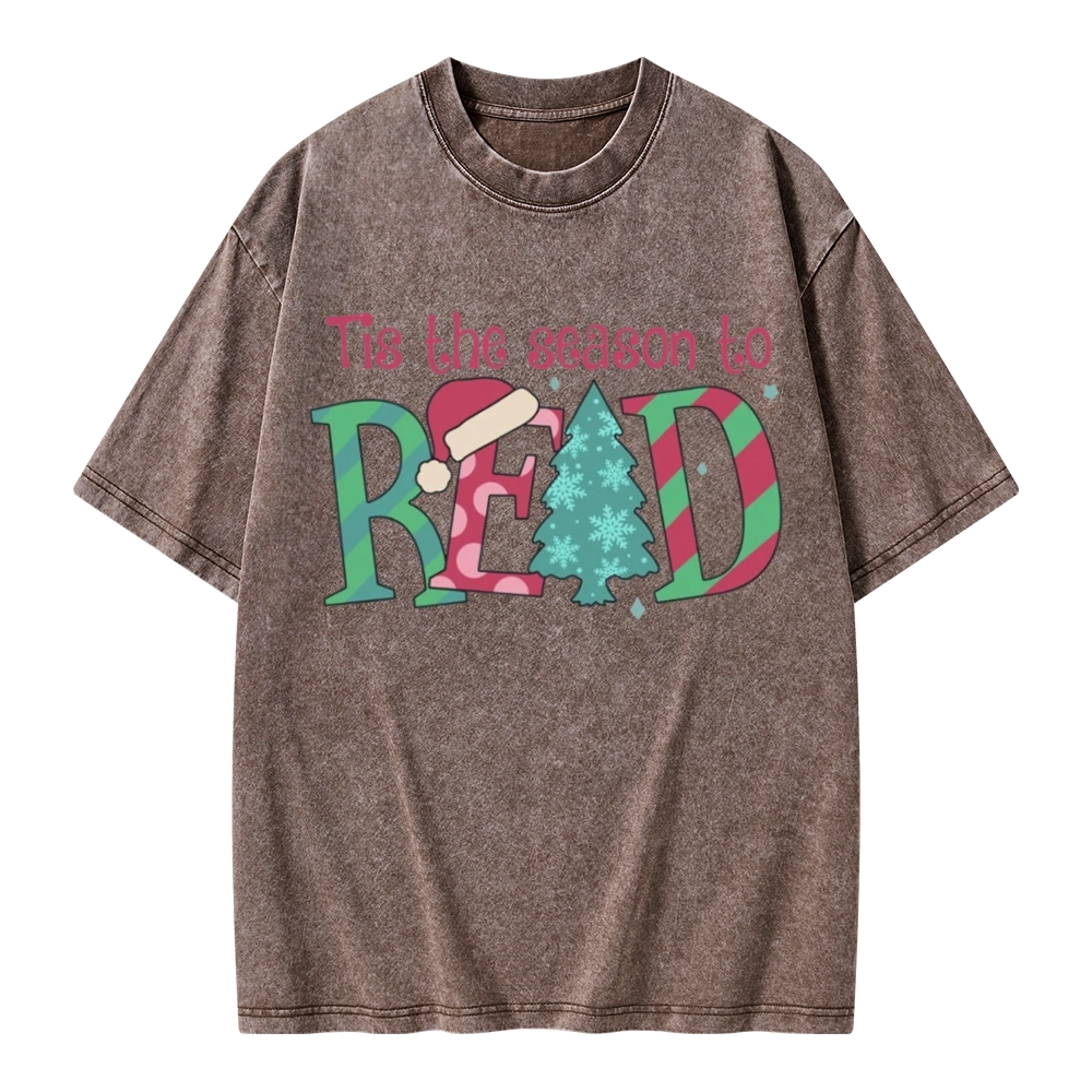 Pagewings Christmas Reading Unisex Washed T-shirt
