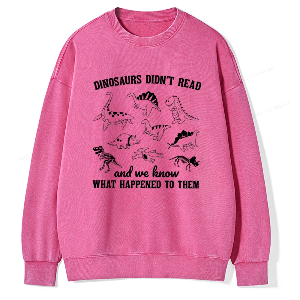Pagewing We Know What Happened To Dinosaurs Unisex Washed Sweatshirt