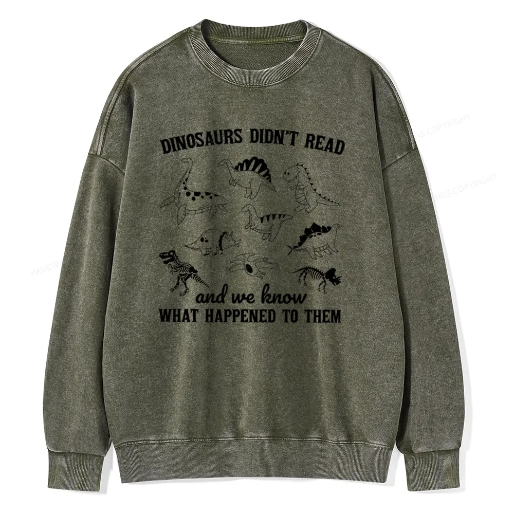 Pagewing We Know What Happened To Dinosaurs Unisex Washed Sweatshirt