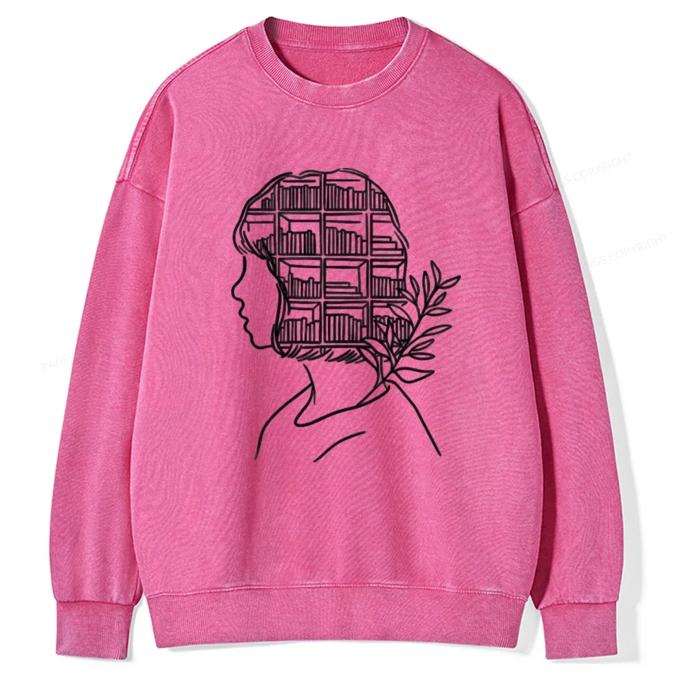 Pagewing Library Mind Unisex Washed Sweatshirt