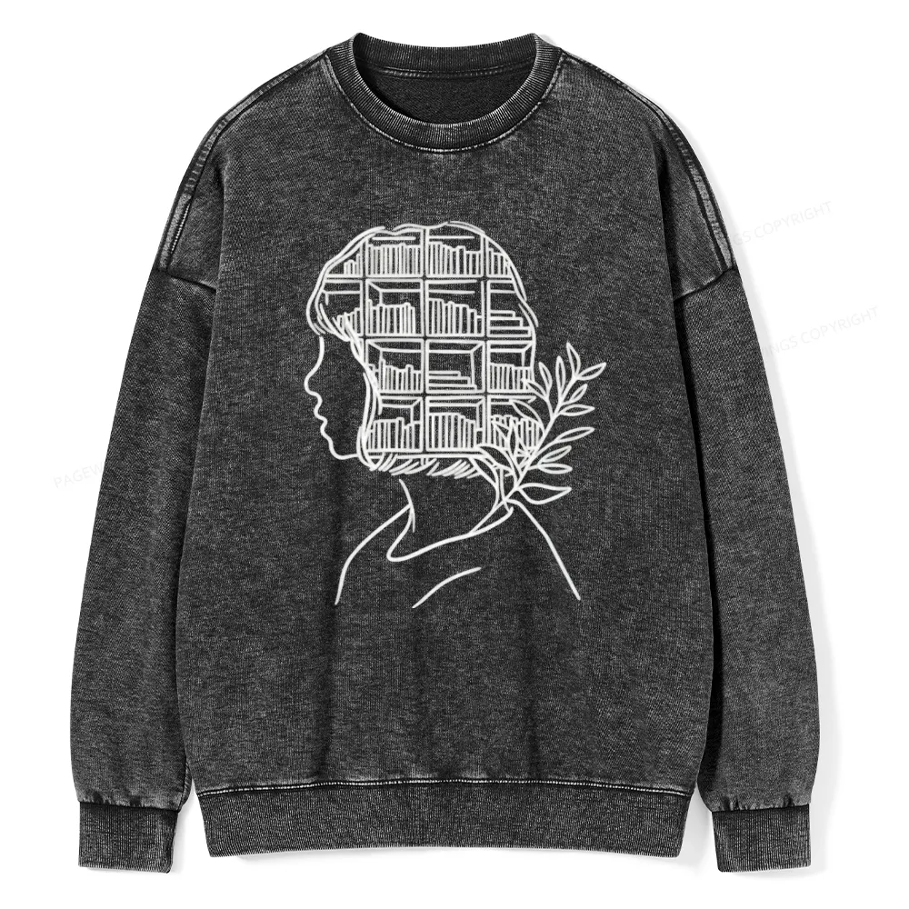 Pagewing Library Mind Unisex Washed Sweatshirt