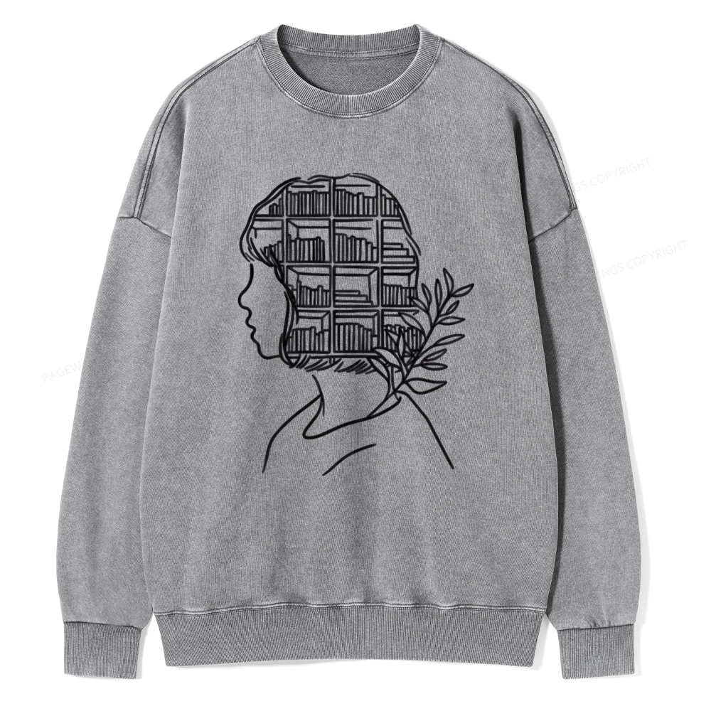 Pagewing Library Mind Unisex Washed Sweatshirt